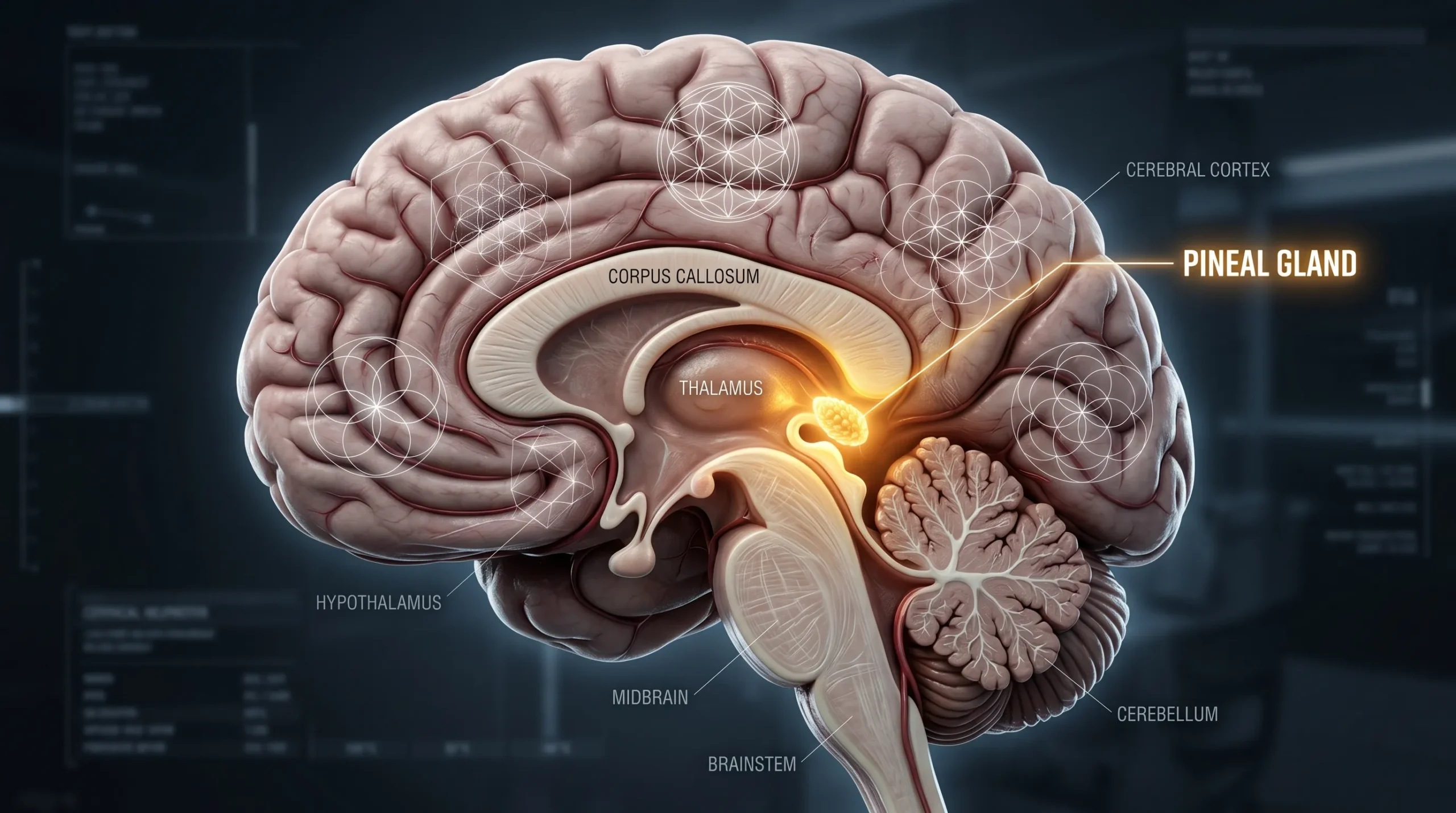 Pineal gland location in the human brain — the biological third eye