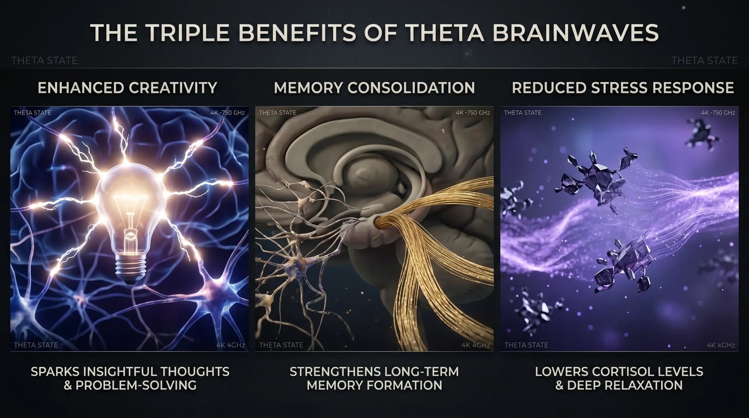 Theta waves benefits — creativity, memory consolidation and emotional healing at 4-8Hz