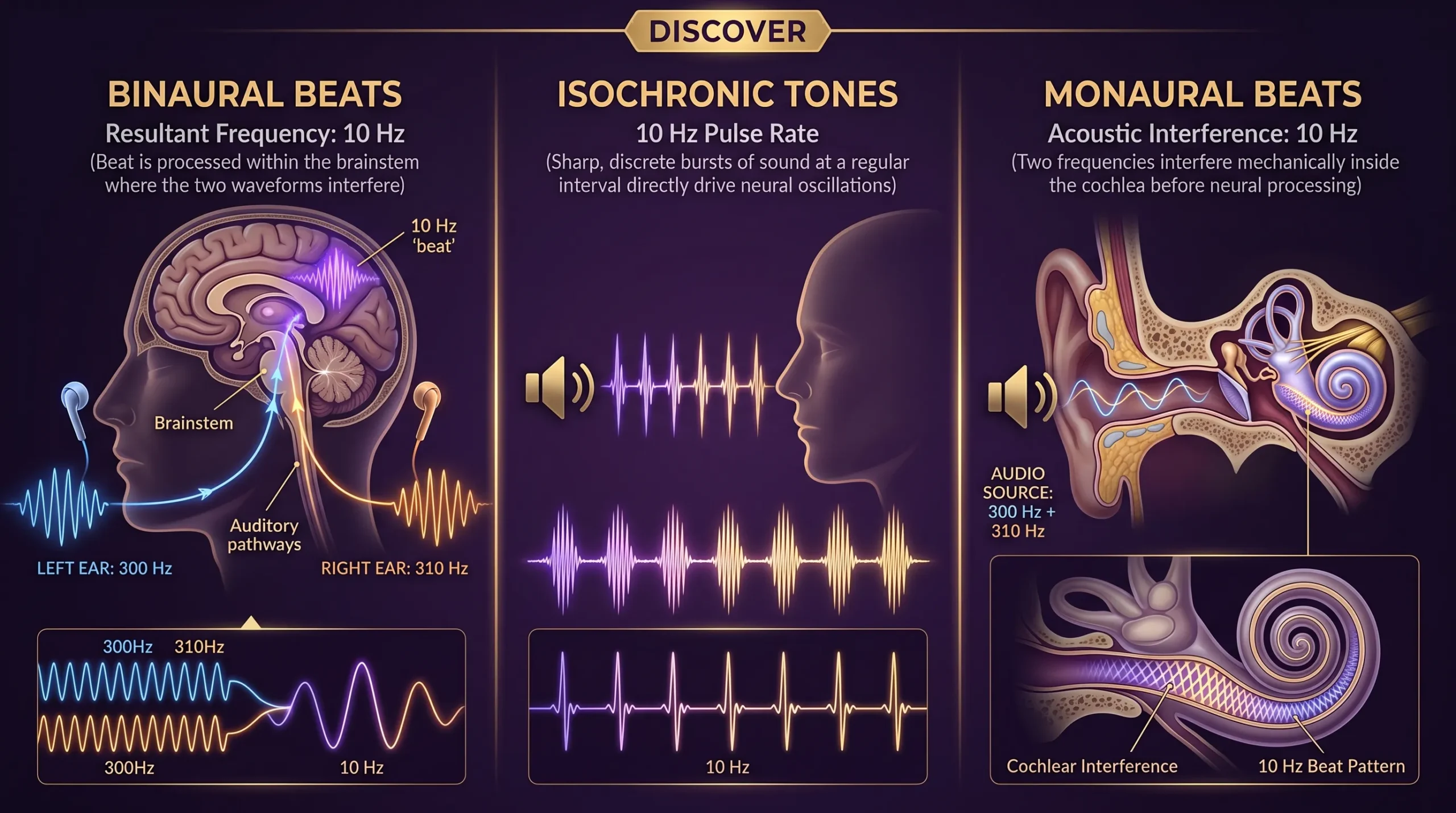  Binaural beats vs isochronic tones vs monaural beats — comparison of brainwave entrainment methods