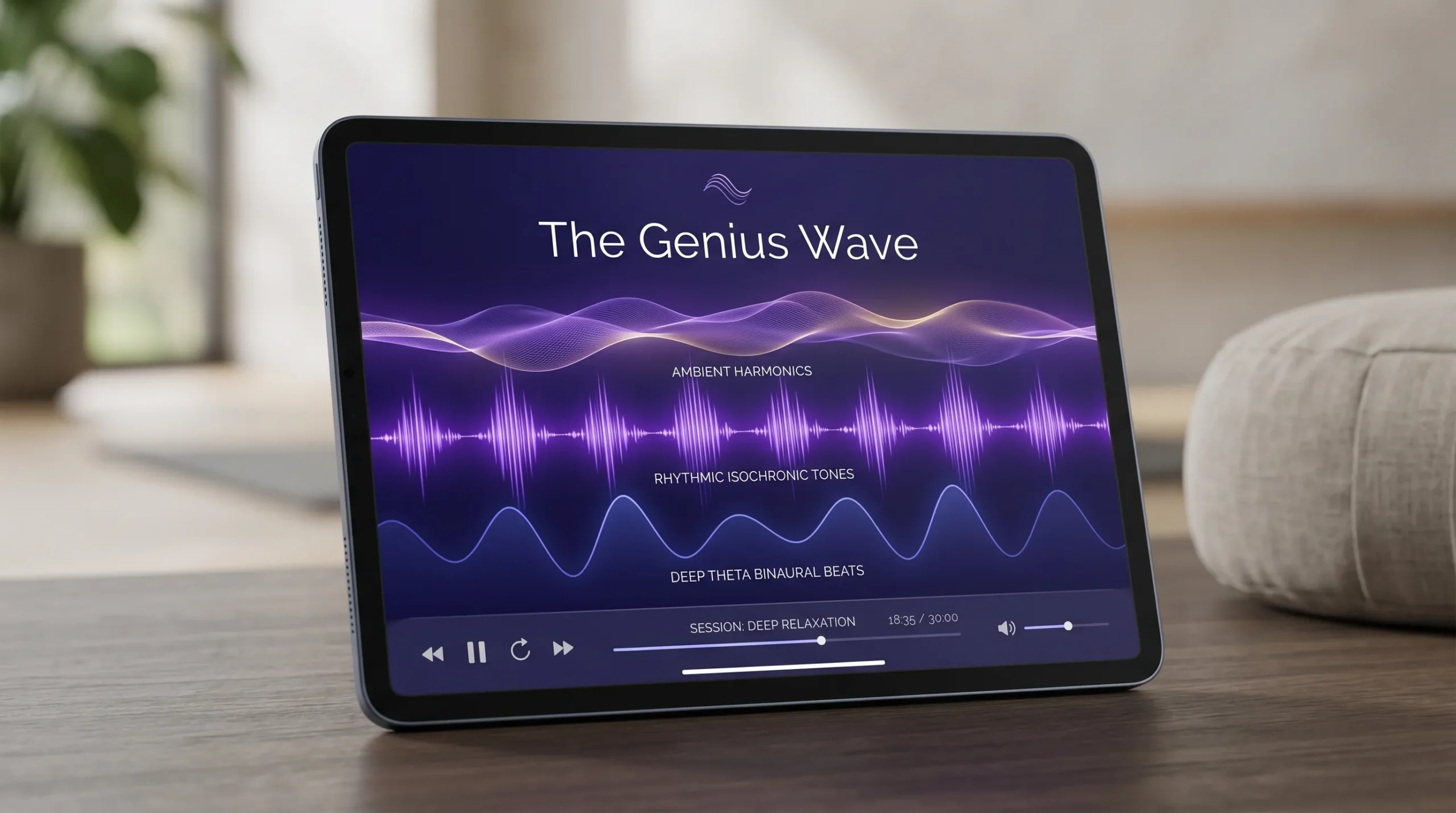 The Genius Wave advanced theta binaural beats program — combining binaural beats, isochronic tones and ambient harmonics